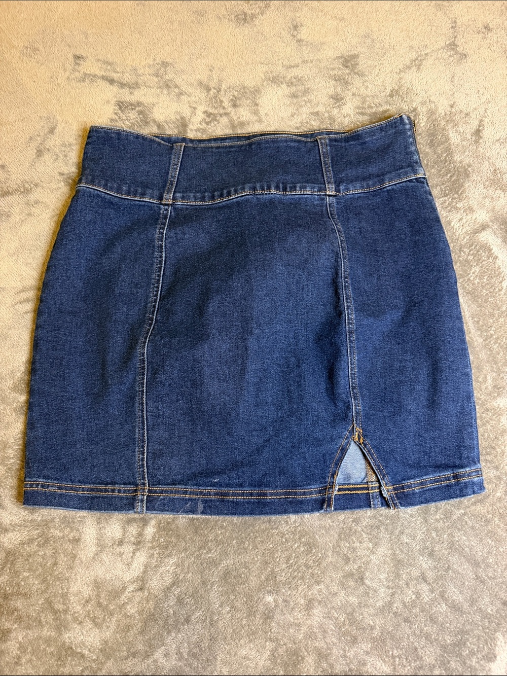 SO Dark Blue Denim Mini Skirt with Front Notch